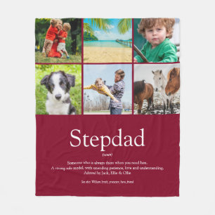 Modern Cool Stepfather Stepdad Photo Collage Fleece Blanket
