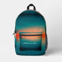 Modern Cool Sunset Gradient Teal Green Orange Name