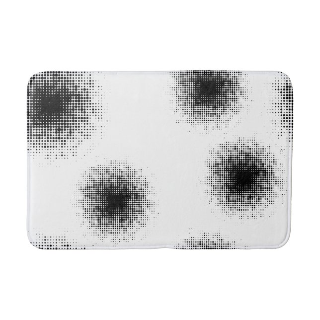 Modern, cool trendy abstract halftone dots pattern bath mat (Front)