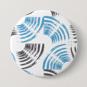 Modern, cool, trendy blue abstract brush strokes 7.5 cm round badge