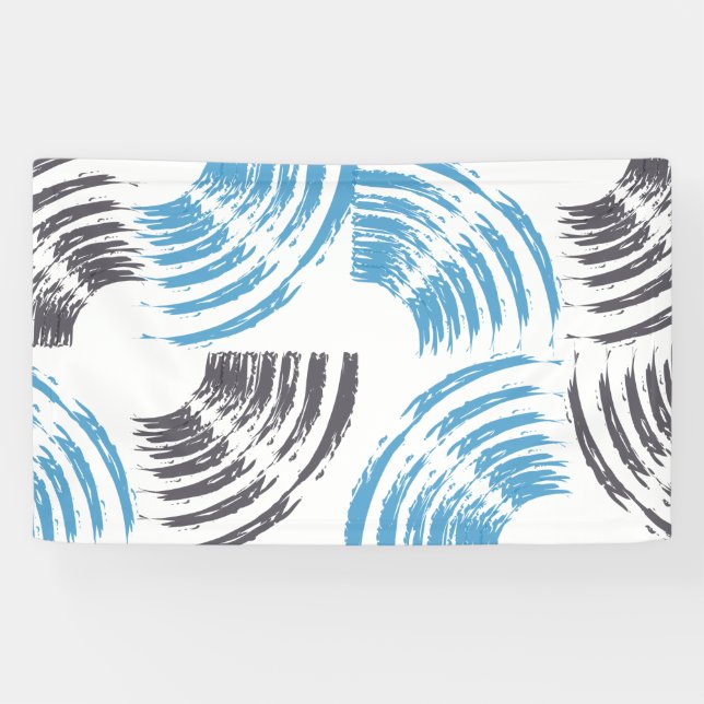 Modern, cool, trendy blue abstract brush strokes banner (Horizontal)