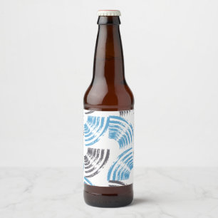 Modern, cool, trendy blue abstract brush strokes beer bottle label