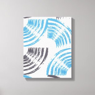 Modern, cool, trendy blue abstract brush strokes canvas print