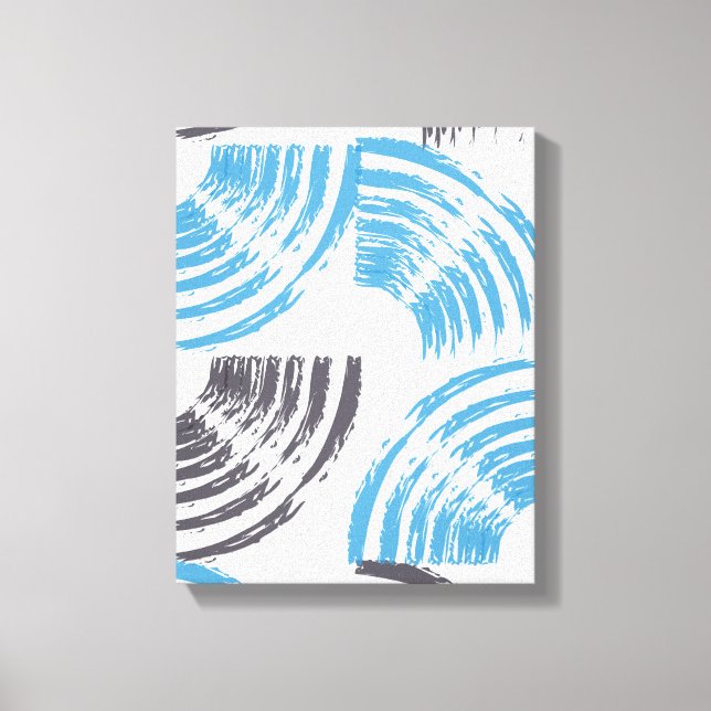 Modern, cool, trendy blue abstract brush strokes canvas print (Front)