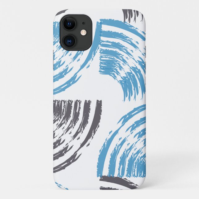 Modern, cool, trendy blue abstract brush strokes Case-Mate iPhone case (Back)