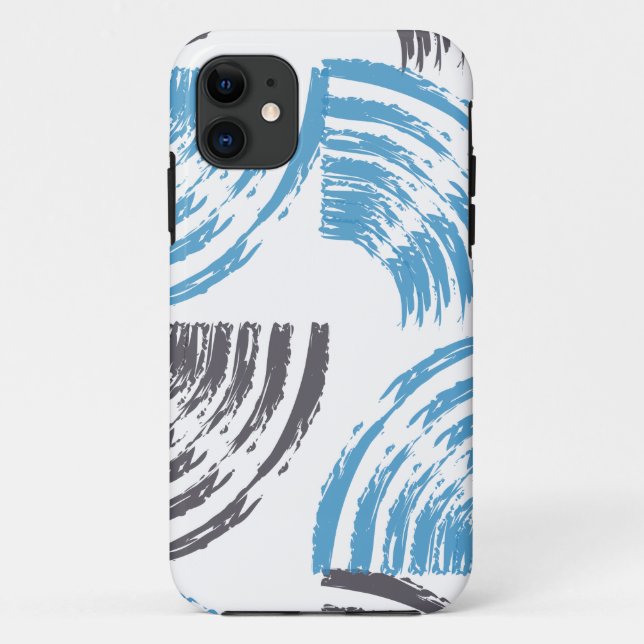 Modern, cool, trendy blue abstract brush strokes Case-Mate iPhone case (Back)