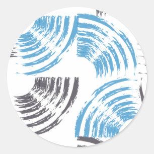 Modern, cool, trendy blue abstract brush strokes classic round sticker