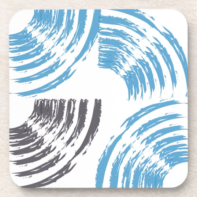 Modern, cool, trendy blue abstract brush strokes coaster (Front)