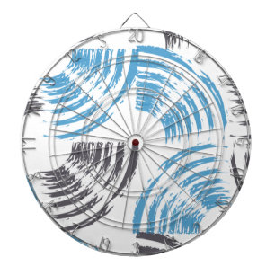 Modern, cool, trendy blue abstract brush strokes dartboard