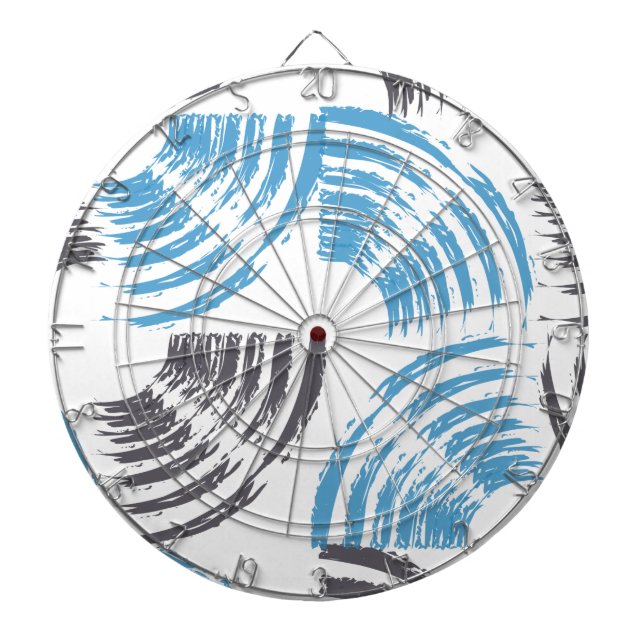 Modern, cool, trendy blue abstract brush strokes dartboard (Front)