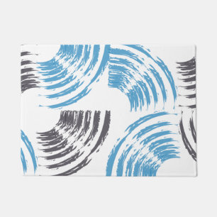 Modern, cool, trendy blue abstract brush strokes doormat