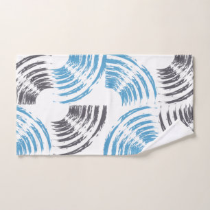 Modern, cool, trendy blue abstract brush strokes hand towel