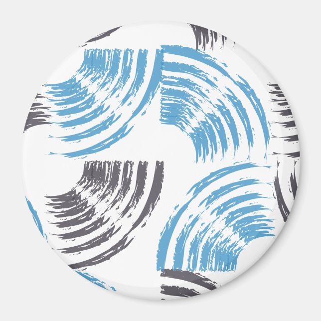 Modern, cool, trendy blue abstract brush strokes magnet (Front)