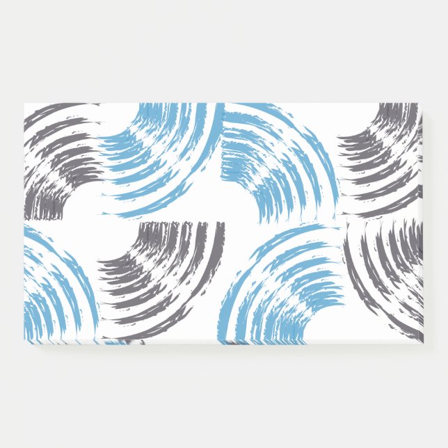 Modern, cool, trendy blue abstract brush strokes post-it notes (Front)