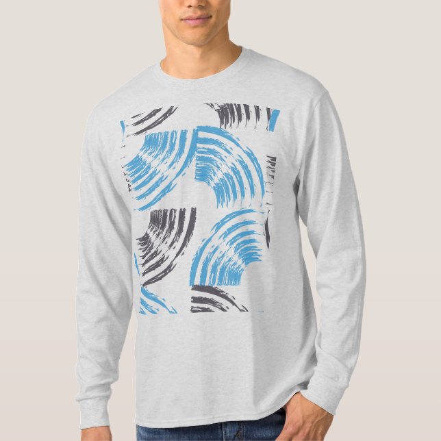 Modern, cool, trendy blue abstract brush strokes T-Shirt (Front)