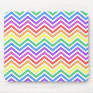 Modern, cool, trendy colourful rainbow chevron mouse mat