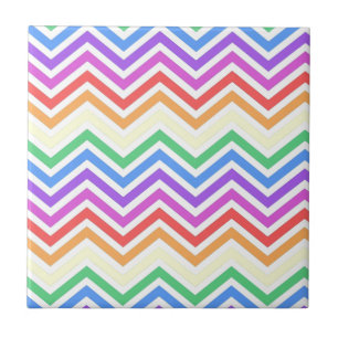Modern, cool, trendy colourful rainbow chevron tile