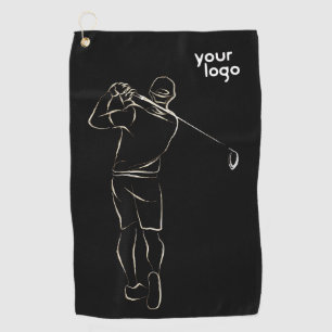 Modern Cool Unique Black Print Design Custom Logo Golf Towel