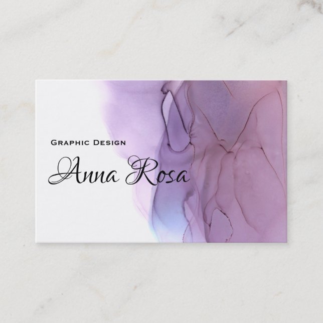 *~* Modern Cool Watercolor Blue Magenta Lavender Business Card (Front)