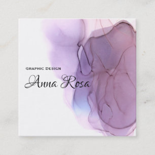 *~* Modern Cool Watercolor Lavender Blue Magenta Square Business Card