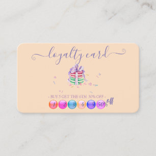 Modern Cool Watercolor Macarons Loyalty Card