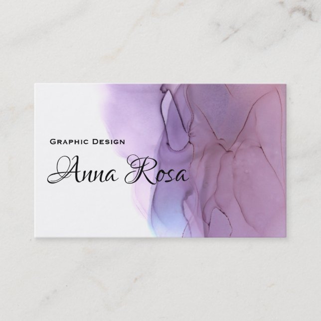 *~* Modern Cool Watercolor Magenta Lavender Blue Business Card (Front)