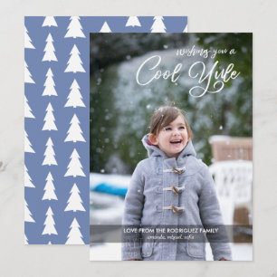 Modern Cool Yule Script Custom Photo Holiday Card