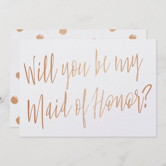 Modern Cooper "Will you be my maid of honor" Invitation (Front/Back)