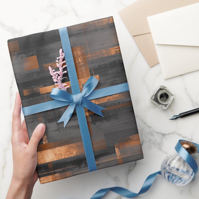 Modern Copper Bronze Shine Abstract Pattern Wrapping Paper (Gifting)