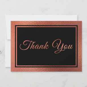 Modern Copper Elegant Wedding Thank You Card