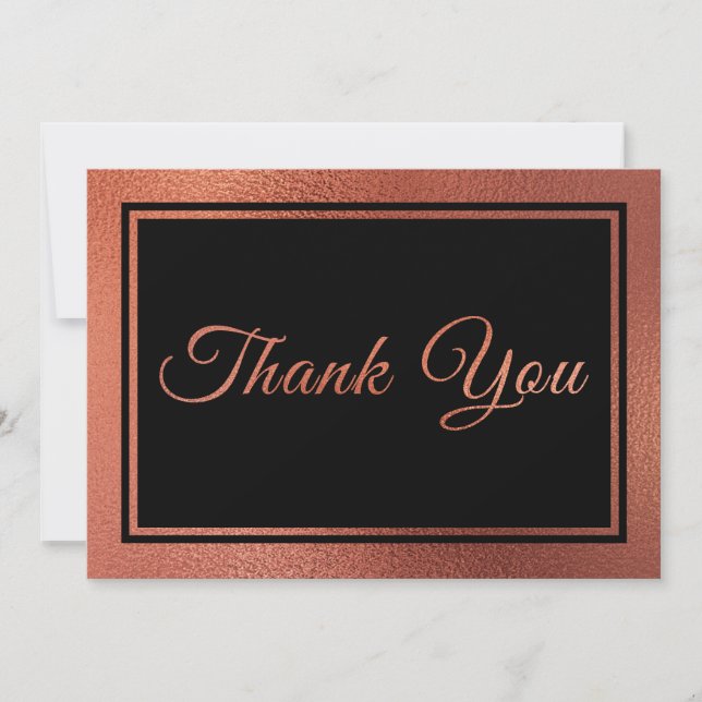 Modern Copper Elegant Wedding Thank You Card (Front)