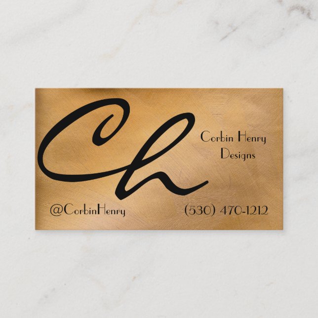 Modern Copper Foil Industrial Luxe Business Card (Front)