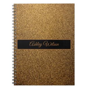 Modern copper gold black frame glitter notebook