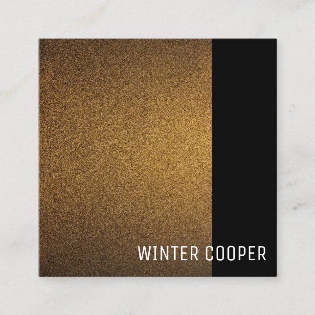 Modern copper gold black frame minimalist  square business card (Front)