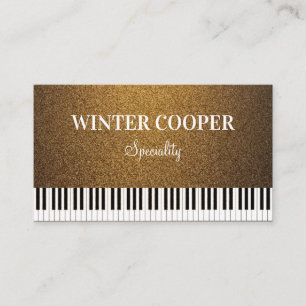 Modern copper gold glitter piano keys professional business card