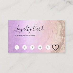Modern copper gold glitter purple makeup artist loyalty card