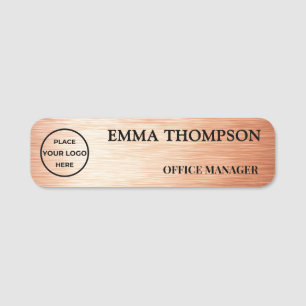 Modern Copper Hairline Design Name Badge Custom 名札