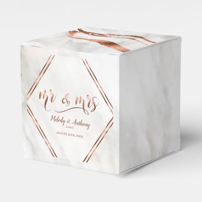 Modern Copper & Italian Marble Wedding Inspiration Favour Box (Front Side)