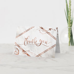 Modern Copper & Italian Marble Wedding Inspiration Thank You Card