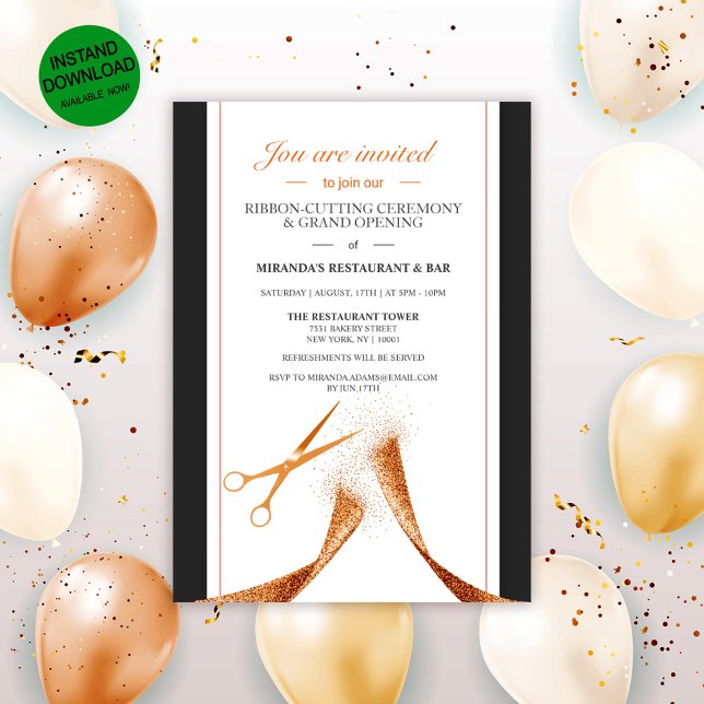 Modern Copper Restaurant Grand Opening Invitation (Creator Uploaded)