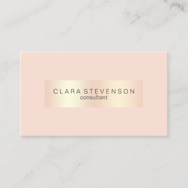 Modern copper rose gold & blush pink consultant business card (Front)