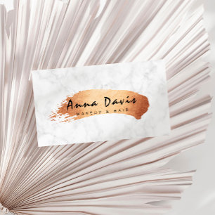 Modern copper rose gold brushstroke makeup & hair business card