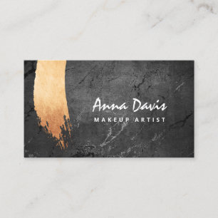 Modern copper rose gold brushstroke makeup & hair business card