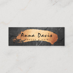 Modern copper rose gold brushstroke makeup & hair mini business card
