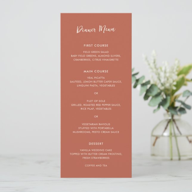 Modern Copper Simple Wedding Menu (Standing Front)
