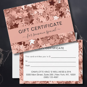 Modern Copper Stars Business Gift Certificate