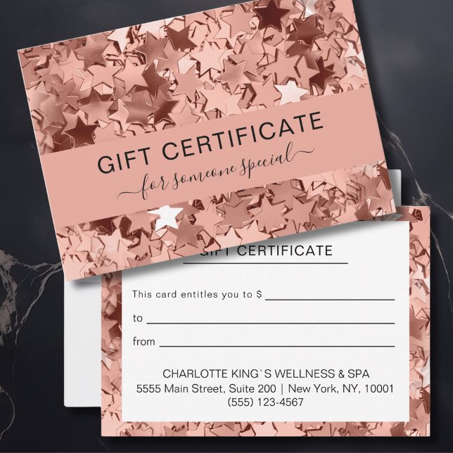 Modern Copper Stars Business Gift Certificate (Modern Copper Stars BUSINESS CERTIFICATE)