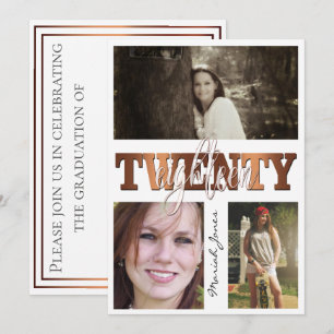 Modern Copper TwentyEighteen 3 Photo Graduation Invitation