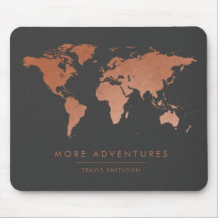 Modern Copper World Map Adventure Mouse Mat