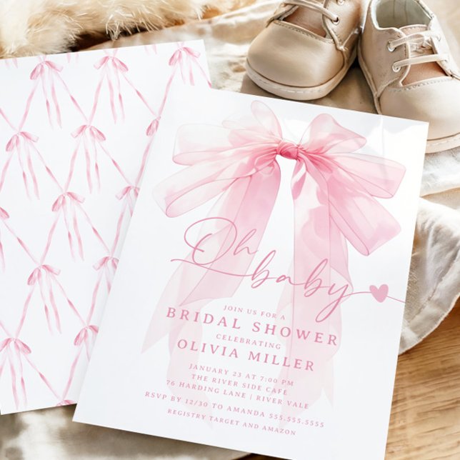 Modern Coquette Bow Baby Shower Invitation (Creator Uploaded)